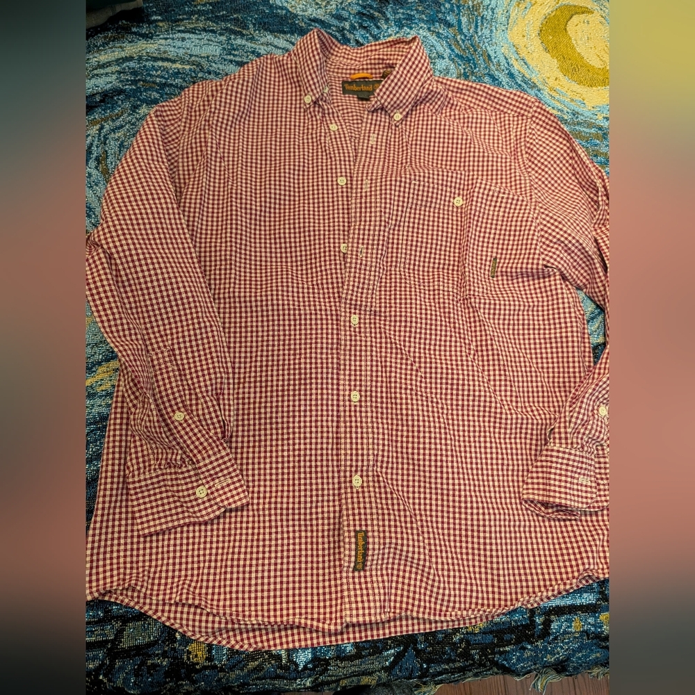 Timberland Red Gingham Button-Up Shirt